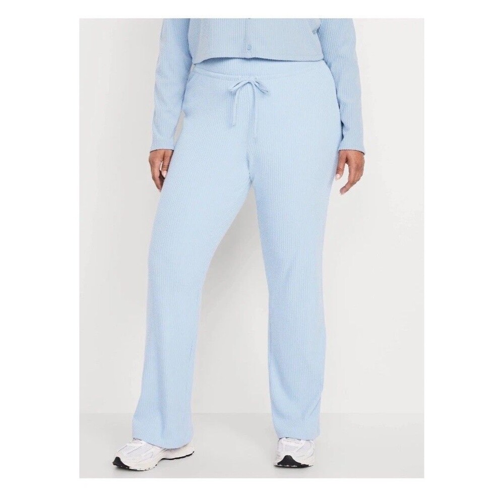Women's Plus Size Extra High Waisted Sweater Ribbed Flare Pant Size 3X